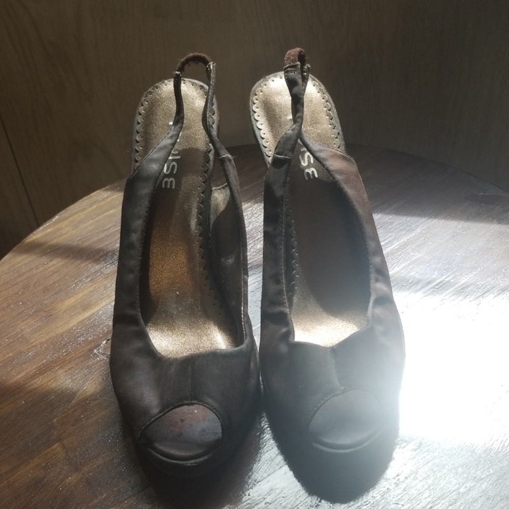 Pulse Brown Peep Toe High Heels